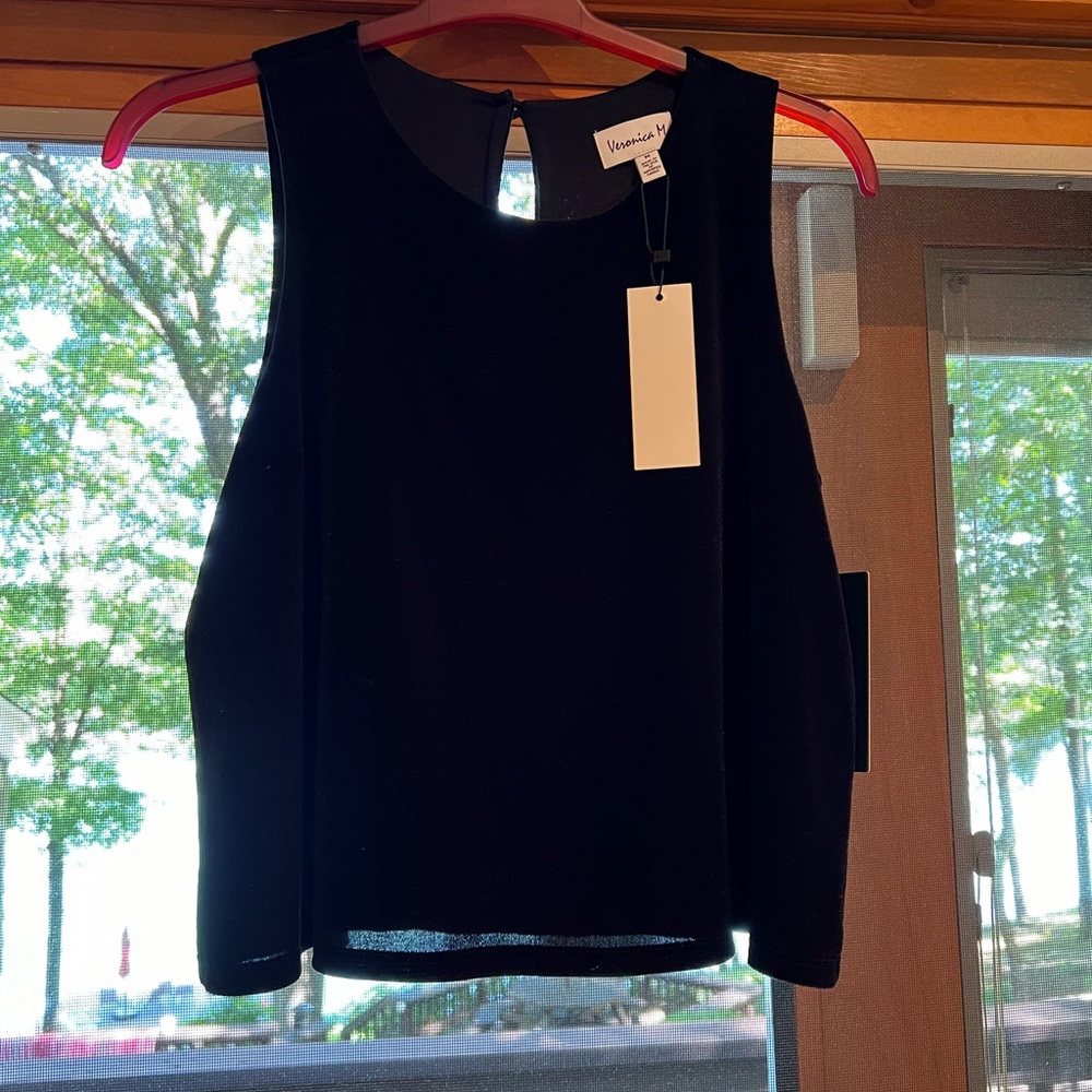 Veronica M black velvet sleeveless top